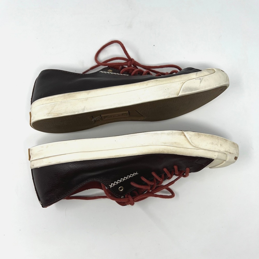 Converse Jack Purcell Leather Sneakers Brown Cross Stitch Mens 9 Womens 10.5 - Picture 10 of 11